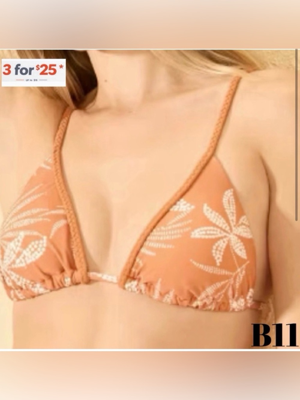 Braided Floral tropical Bikini Top size small
